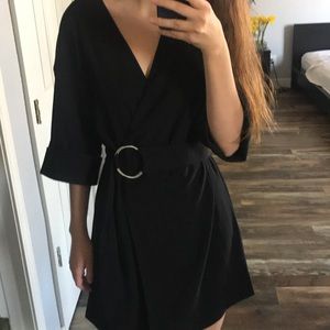 Topshop black dress with circle belt
